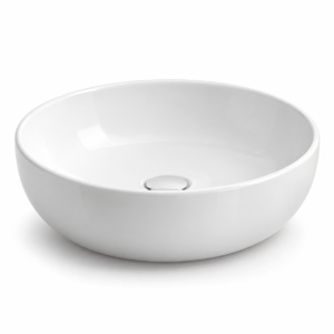 glossy white ceramic vessel sink